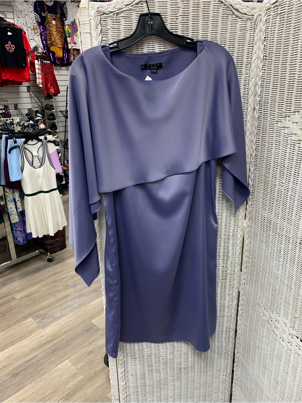 Posh Couture Lavender Satin Long Sleeve Dress